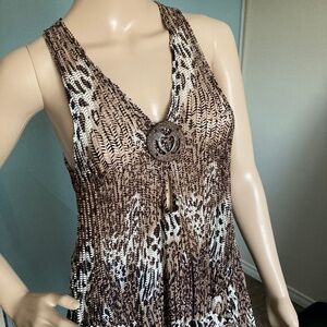 Leopard Print Asymetrical Tank/cover up